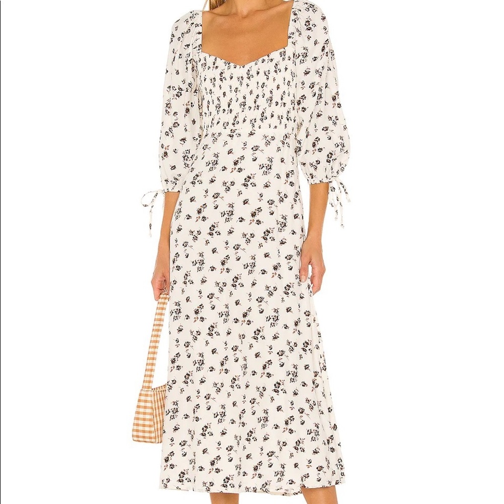 NWT Faithfull The Brand Paola Midi Dress Rocha Floral Chocolate